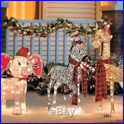 Pre-Lit Baby Animals Zebra Elephant Giraffe Outdoor Christmas Holiday Yard Decor