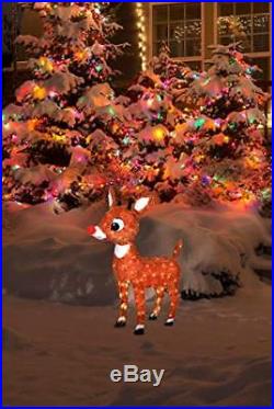 ProductWorks 26-Inch Holiday Décor Rudolph Pre-Lit Soft Tinsel Christmas Yard