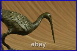 Pure Bronze Patina Flying Crane Pair Sculpture Heron Bird Yard Art Metal Statue