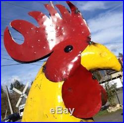 ROOSTER Metal Yard Home Art Large Huge Giant Sculpture 4' Four Feet Tall Chicken