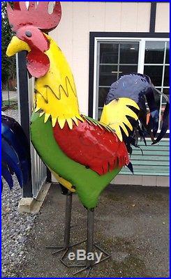 ROOSTER Metal Yard Home Art Large Huge Giant Sculpture 5' Five Feet Tall Chicken