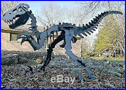 Raptor Velociraptor dinosaur metal sculpture artwork puzzle for the yard