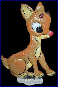 Rare Rudolph & Hermey The Dentist Elf Hammered Metal Yard Art Christmas Decor