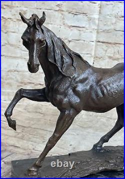 Real Bronze Statue Standing Horse Table Base Home Sculpture Garden Yard Gift Art