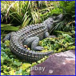 Realistic Alligator Gator Sculpture Statue Lifelike Yard Pool Garden Pond Decor