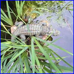 Realistic Alligator Gator Sculpture Statue Lifelike Yard Pool Garden Pond Decor