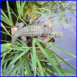 Realistic Alligator Gator Sculpture Statue Lifelike Yard Pool Garden Pond Figure