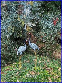 Realistic Metal Crane Statue Heron Bird Sculpture Outdoor Yard Garden Pond Decor