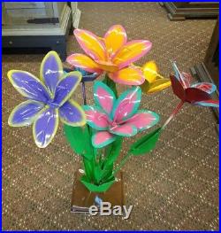 Recycled Metal Garden Yard Folk Art Large Multicolor Lilly Flowers Outdoor