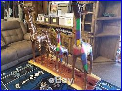 Recycled Metal Yard Art Multi Color And Brown Giraffe Amazing Details