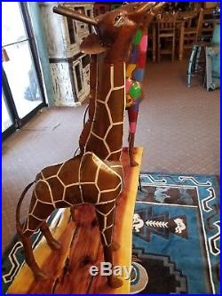 Recycled Metal Yard Art Multi Color And Brown Giraffe Amazing Details