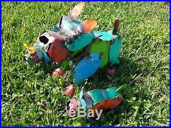 Recycled Metal Yard Garden Art Animal Bulldog Family lot of 3