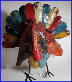 Repurposed Metal Colorful Turkey Yard Art