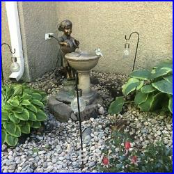Resin Bird Bath Outdoor Water Fountain Birdbath Bowl Garden Yard Water Metal