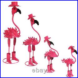 Rodeo Flamingos Indoor/Outdoor Metal Yard Art Statues Set of 5 by Sunnydaze
