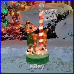Rotating Rudolph The Red Nosed Reindeer Sculpture Outdoor Christmas Yard Decor