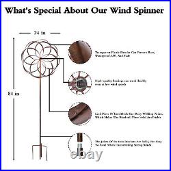 Round Wind Spinner, Large Metal Wind Sculpture, Garden Yard Lawn Windmill 84 inch