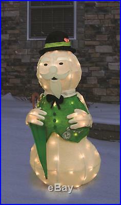 Rudolph's 36 Tinsel Sam Snowman withUmbrella Lighted Christmas 3D Yard Sculpture