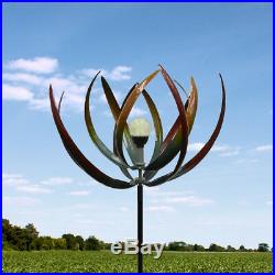 Rustic Outdoor Yard Solar Leaf Garden Windmill Sculpture Art Spinner Accent