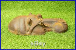 Rusty Cast Iron Hippo Decor Garden Sculpture Metal Animal Yard Art Hippo Gifts