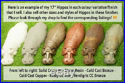 Rusty Cast Iron Hippo Decor Garden Sculpture Metal Animal Yard Art Hippo Gifts