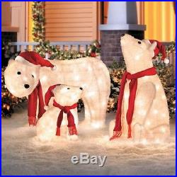 SET 3 Lighted Polar Bear Family Display Yard Lawn Outdoor Christmas Decor SALE