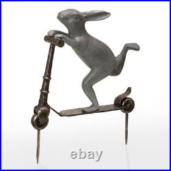 SPI Home Cast Aluminum Scooter Bunny Garden Sculpture 19 Inches Long