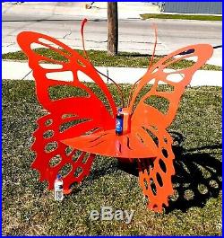 SUMMER Yard Metal ART Decor 54 Butterfly Bench Chair Orange HUGE Sculpture