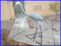 Sandhill Crane Garden Statue / Sculpture Lifesize Metal Frame Hand Made in USA