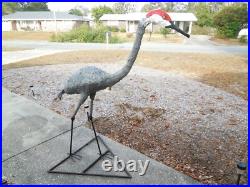 Sandhill Crane Garden Statue / Sculpture Lifesize Metal Frame Hand Made in USA