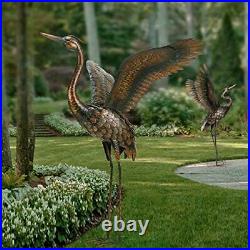 Set 2 Statue Metal Heron Crane 46 Backyard Garden Decoration Yard Art Sculpture