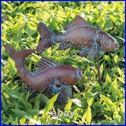 Set Of 2 Koi Fish Decor Outdoor Statue Sculpture Garden Pond Fishes Yard Art Ant