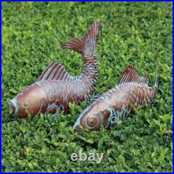 Set Of 2 Koi Fish Decor Outdoor Statue Sculpture Garden Pond Fishes Yard Art Ant
