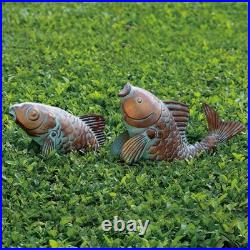 Set Of 2 Koi Fish Decor Outdoor Statue Sculpture Garden Pond Fishes Yard Art Ant