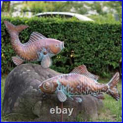Set Of 2 Koi Fish Decor Outdoor Statue Sculpture Garden Pond Fishes Yard Art Ant