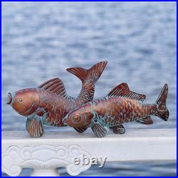 Set Of 2 Koi Fish Decor Outdoor Statue Sculpture Garden Pond Fishes Yard Art Ant