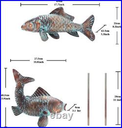 Set Of 2 Koi Fish Decor Outdoor Statue Sculpture Garden Pond Fishes Yard Art Ant
