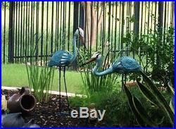 Set of 2 Blue Herons Garden Statue Sculpture Pair Metal Yard Art Lawn Decor