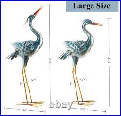 Set of 2 Crane Garden Statues Bird Figurines Sculptures Metal Lawn Yard Art