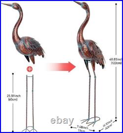 Set of 2 Life-Like Metal Crane Statues Perfect Outdoor Decor for All Seasons