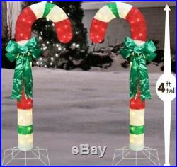 Set of 2 Lighted Candy Cane Sculptures Outdoor Christmas Decor Holiday Yard Art