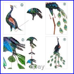 Set of 2 Metal Peacock Garden Statues Outdoor Yard Lawn Art Sculpture