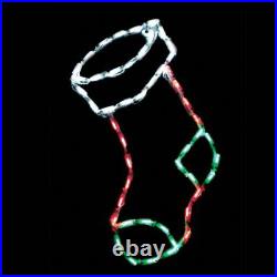 Set of 2 Red Green LED Christmas Stockings Lighted Yard Art Outdoor Decoration