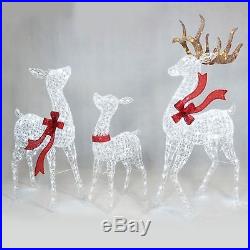 Set of 3 Crystal Ice LED Lighted Deer Display Outdoor Christmas Yard Decorations