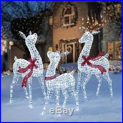 Set of 3 Crystal Ice LED Lighted Deer Display Outdoor Christmas Yard Decorations