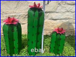 Set of 3 Handmade Metal Cactus, Metal Cactus, Metal Art, Yard Art, Garden Decor