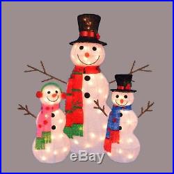 Set of 3 Lighted Tinsel Snowman Family Christmas Yard Art Decorations 35