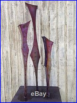 Set of 3 Vase Metal Art Sculpture Modern Yard Indoor/Outdoor Garden Holly Lentz