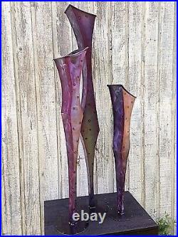 Set of 3 Vase Metal Art Sculpture Modern Yard Indoor/Outdoor Garden Holly Lentz