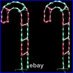 Set of 4 Red Green LED Lighted Yard Art Outdoor Candy Canes Christmas Display